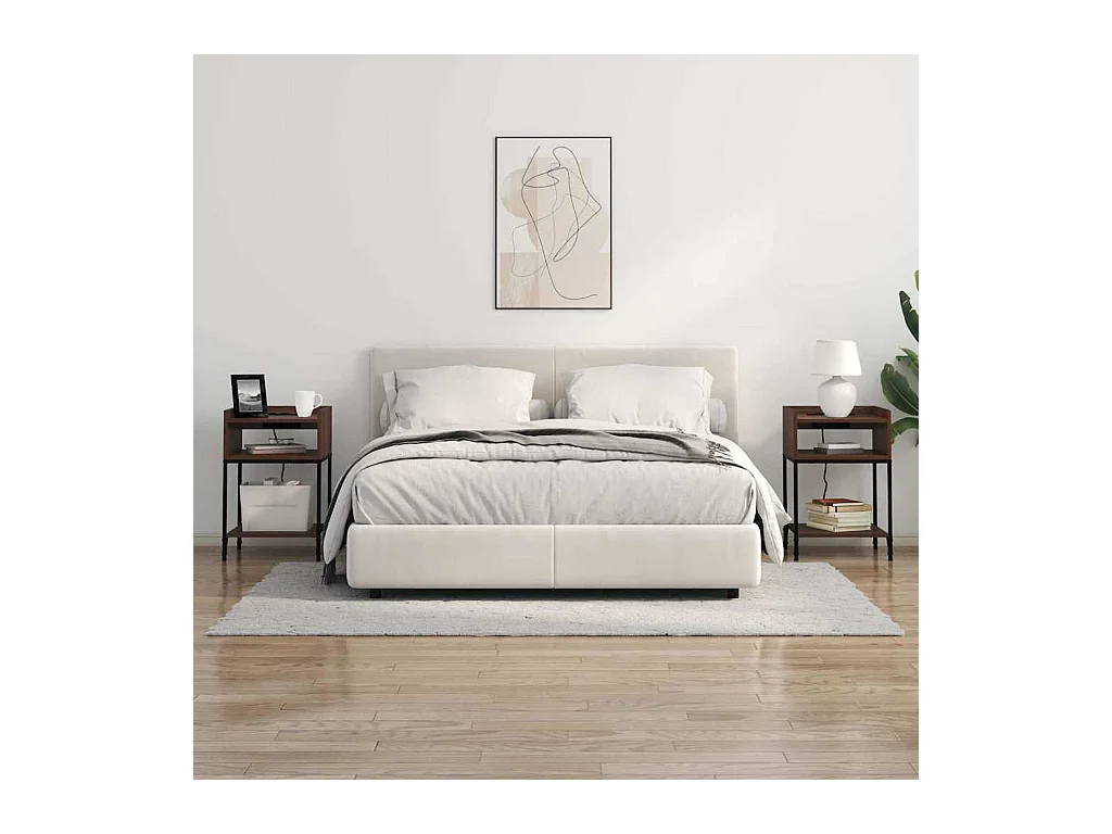 Mesa de Noche | Mesa auxiliar | Mesita de noche con estante 2 uds. Marrón roble 40x40x61 cm