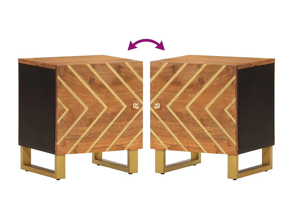 Nachttisch-Beistelltisch Braun und Schwarz Massivholz Mango SHL4101