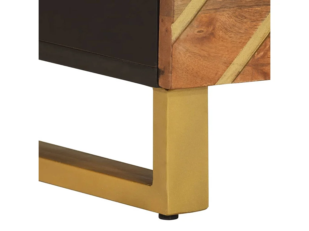 Nachttisch-Beistelltisch Braun und Schwarz Massivholz Mango SHL4101