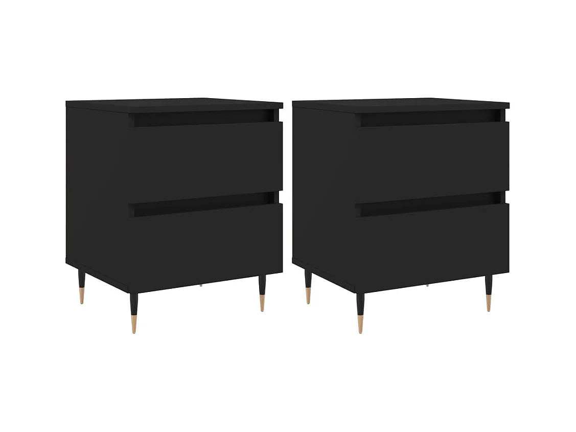 Mesitas de noche | Mesilla de noche 2 uds madera de ingeniería negro 40x35x50 cm