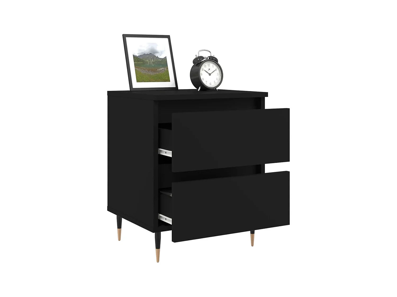 Mesitas de noche | Mesilla de noche 2 uds madera de ingeniería negro 40x35x50 cm