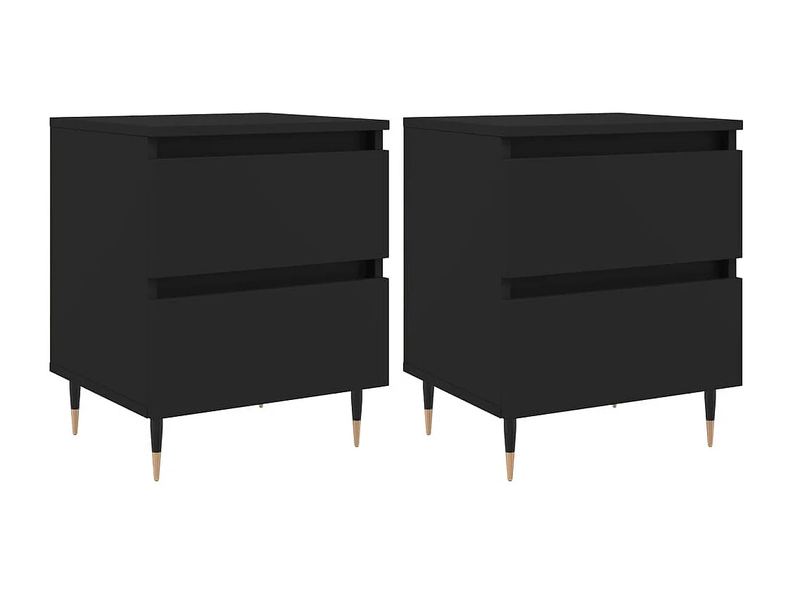 Nachttisch 2er Set-Beistelltisch-Nachttischkommode Schwarz 40x35x50 cm Holzwerkstoff SHL2336