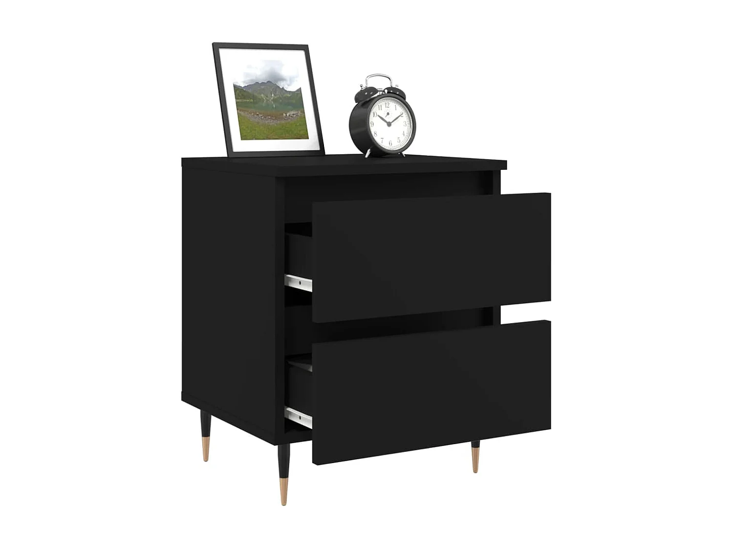 Nachttisch 2er Set-Beistelltisch-Nachttischkommode Schwarz 40x35x50 cm Holzwerkstoff SHL2336