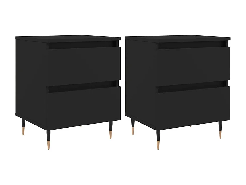 Nachttisch 2er Set-Beistelltisch-Nachttischkommode Schwarz 40x35x50 cm Holzwerkstoff SHL2336