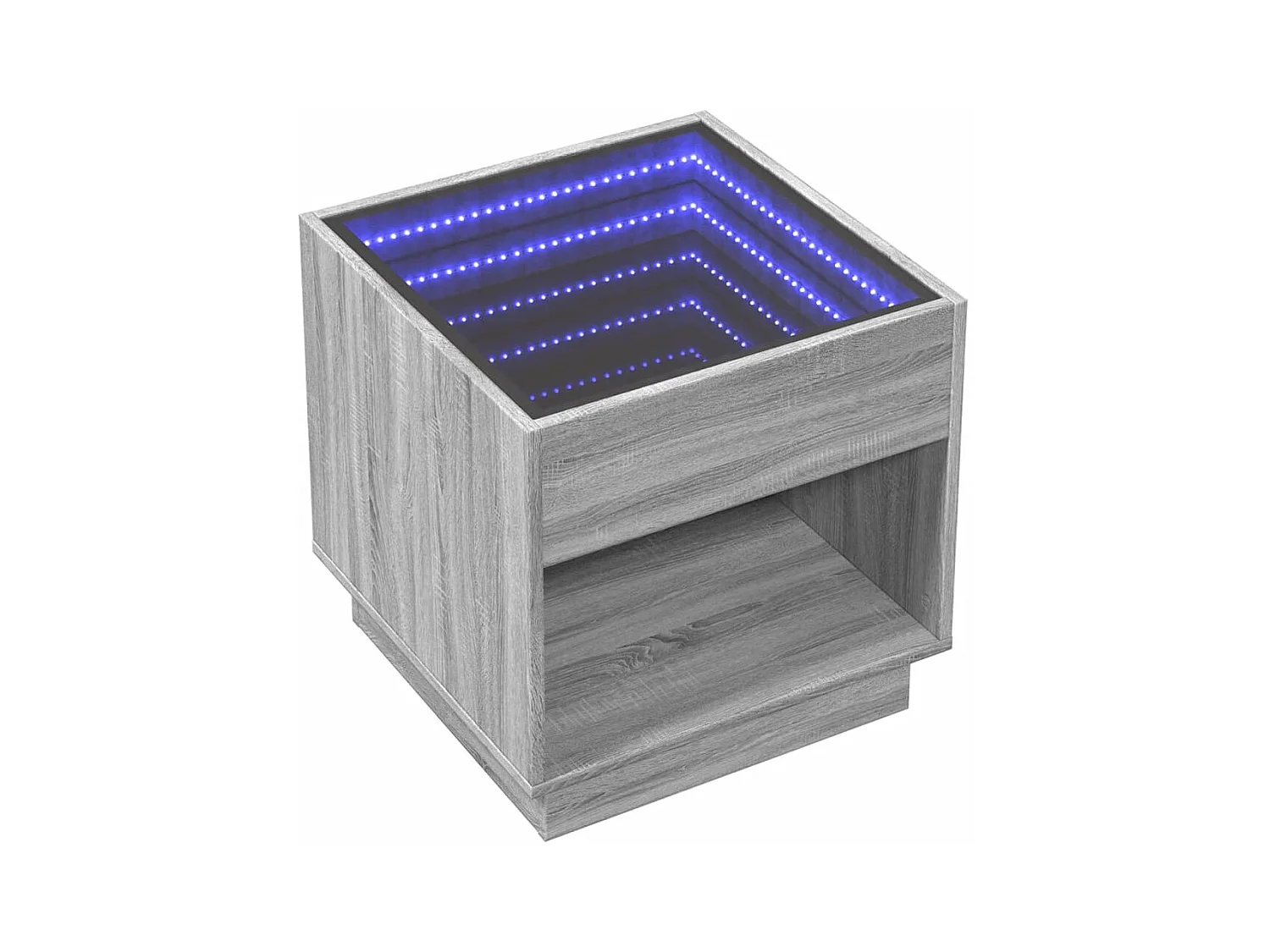 Table de chevet-Table d'appoint avec Éclairage LED infini sonoma gris 50x50x50 cm