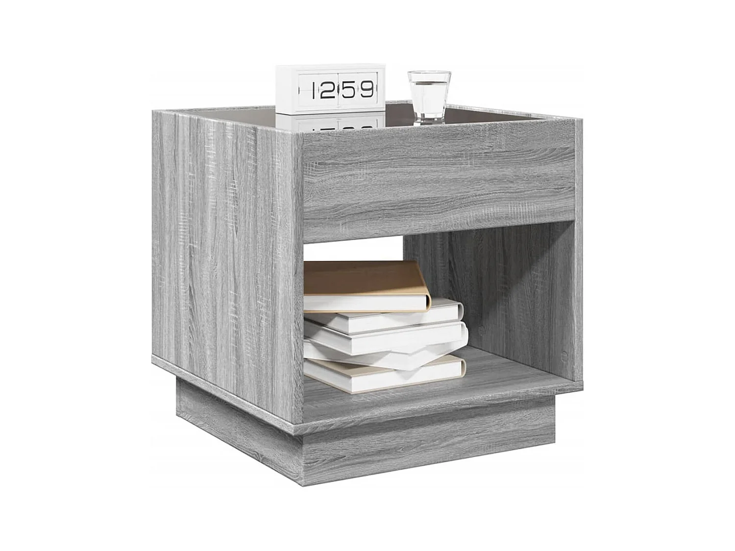 Table de chevet-Table d'appoint avec Éclairage LED infini sonoma gris 50x50x50 cm