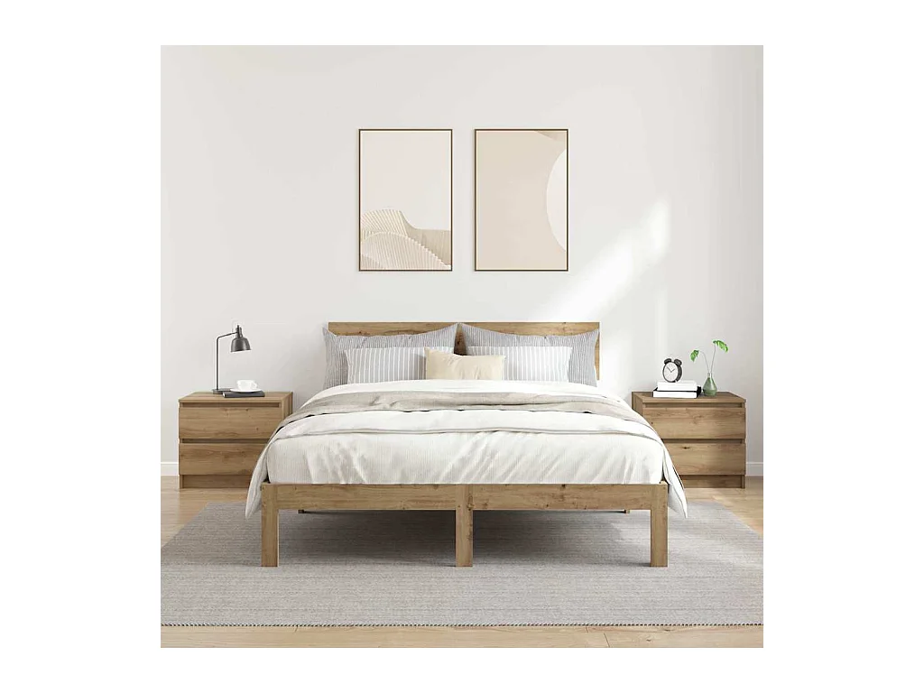 Mesa de Cabeceira Moderna 2 peças derivados de madeira carvalho artisiano