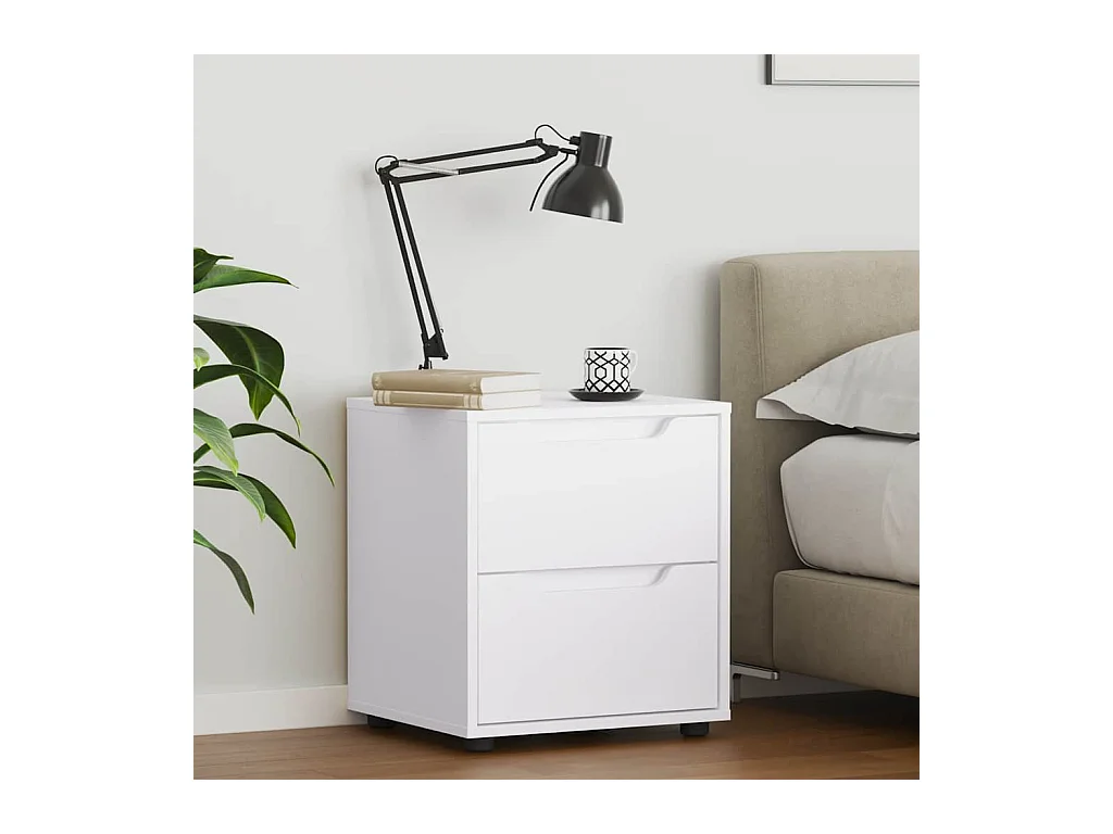 Mesilla de noche | Mesita de noche VISNES blanca 45x40x50 cm madera de ingeniería