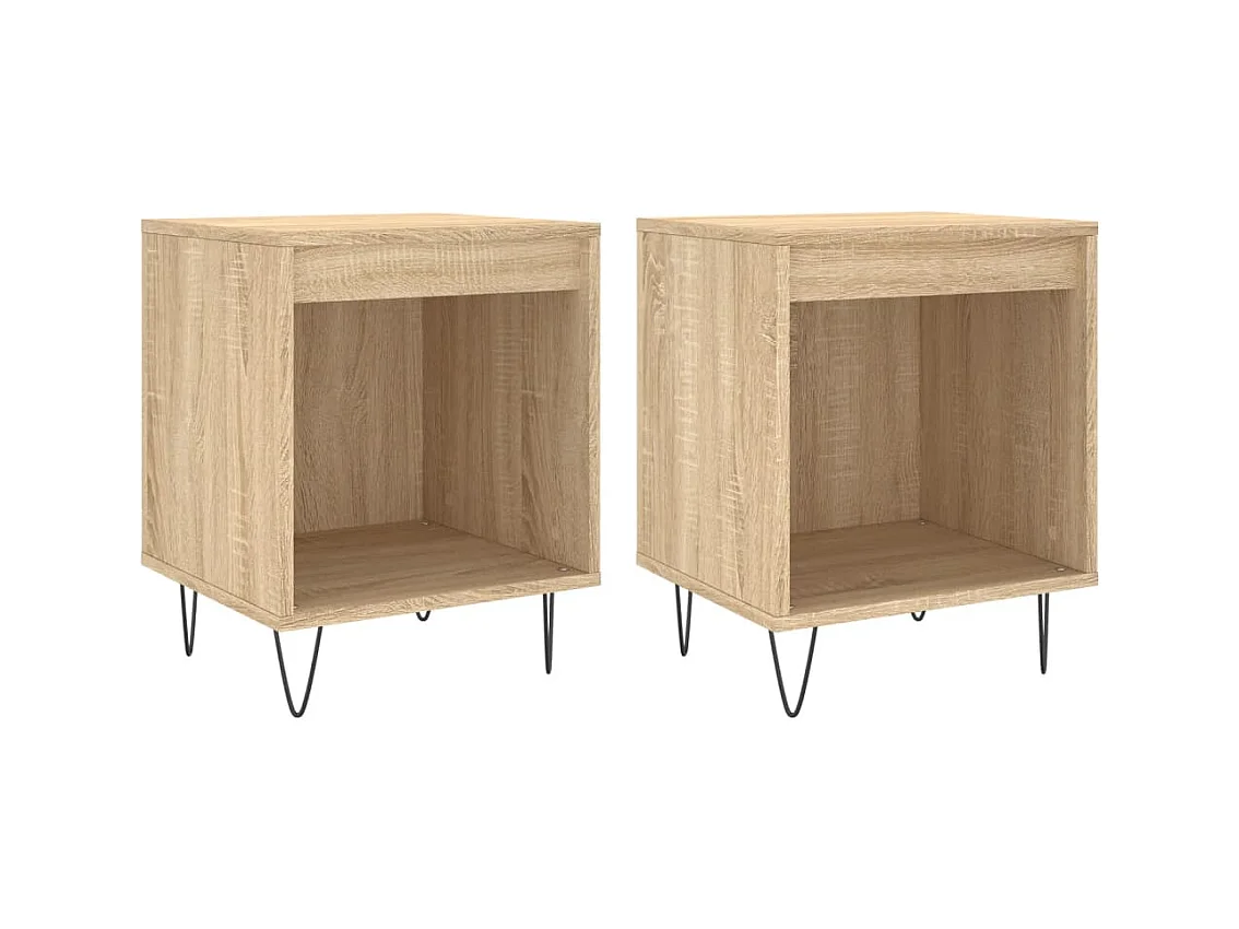 Mesitas de noche | Mesilla de noche 2 uds madera ingeniería roble Sonoma 40x35x50 cm