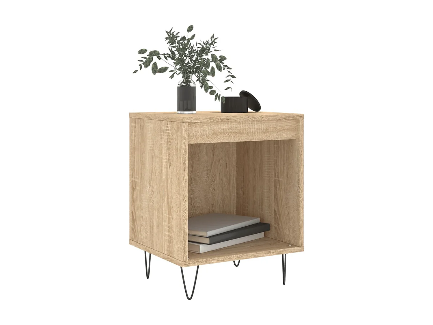 Nachttisch 2er Set-Beistelltisch-Nachttischkommode Sonoma-Eiche 40x35x50 cm Holzwerkstoff SHL3153