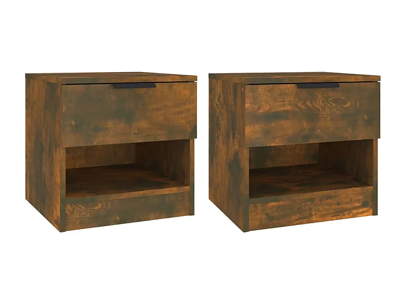 Mesitas de noche | Mesilla de noche 2 uds madera contrachapada color roble ahumado