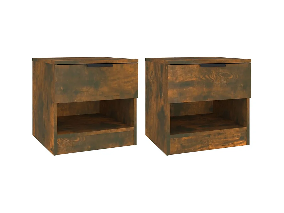 Mesitas de noche | Mesilla de noche 2 uds madera contrachapada color roble ahumado
