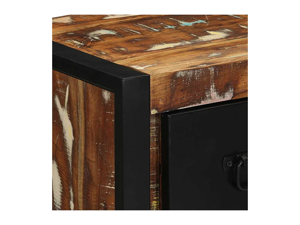 Mesilla de noche | Mesita de noche multicolor 40x35x40 cm madera maciza reciclada