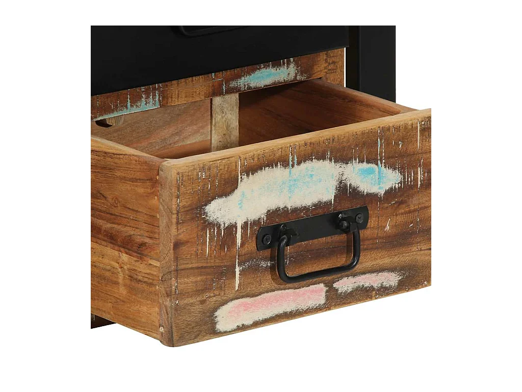 Mesilla de noche | Mesita de noche multicolor 40x35x40 cm madera maciza reciclada