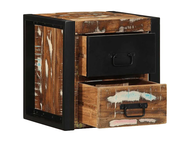 Table de chevet-Petite Table d'appoint multicolore 40x35x40 cm bois de récupération