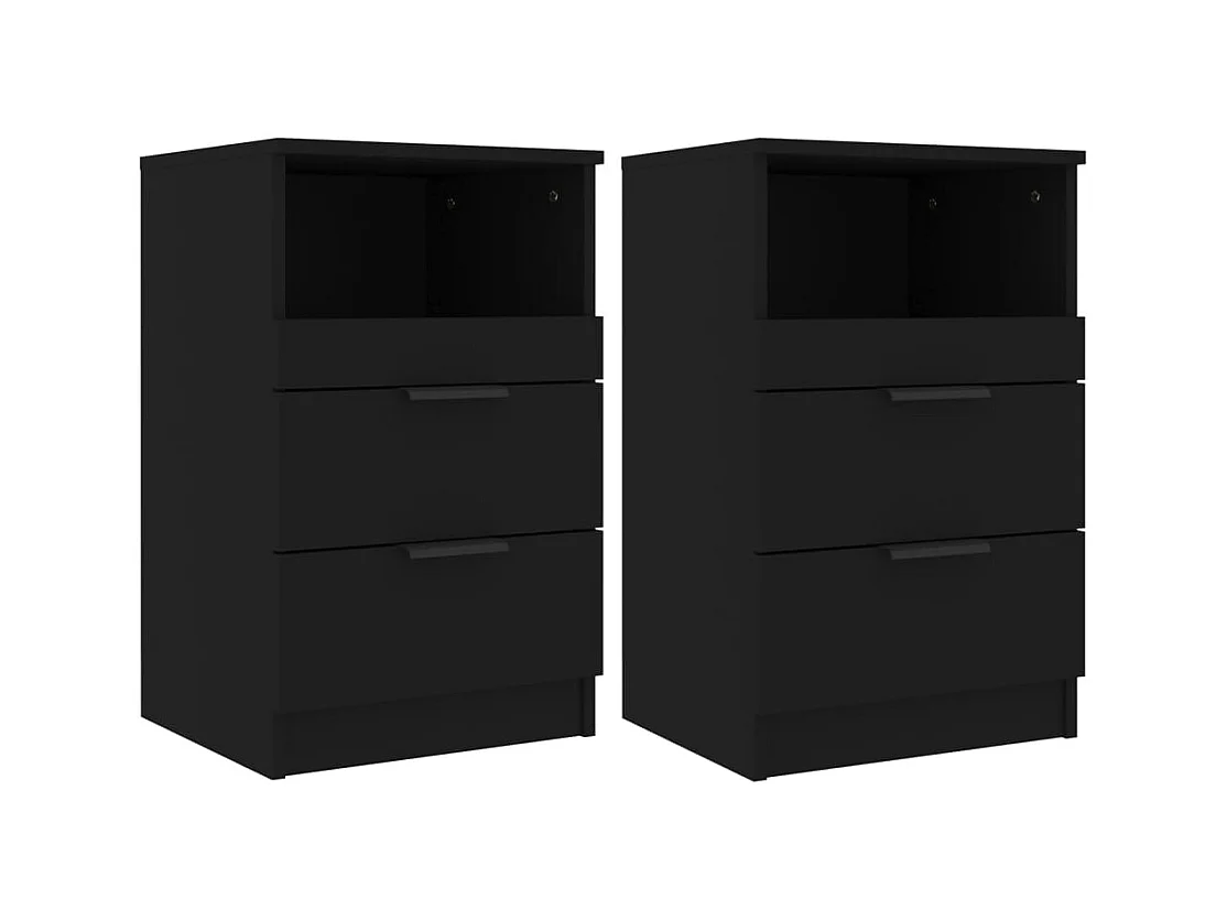 Mesitas de noche | Mesilla de noche 2 uds madera contrachapada color negro