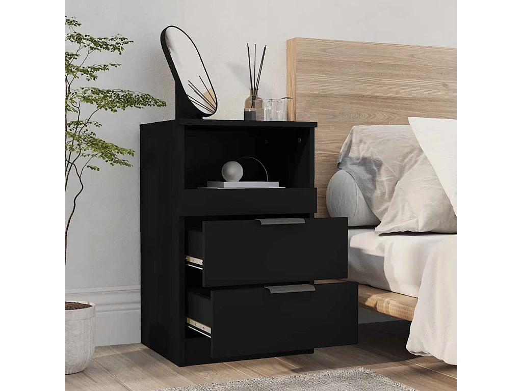 Nachttisch 2er Set-Beistelltisch Schwarz Holzwerkstoff SHL59990