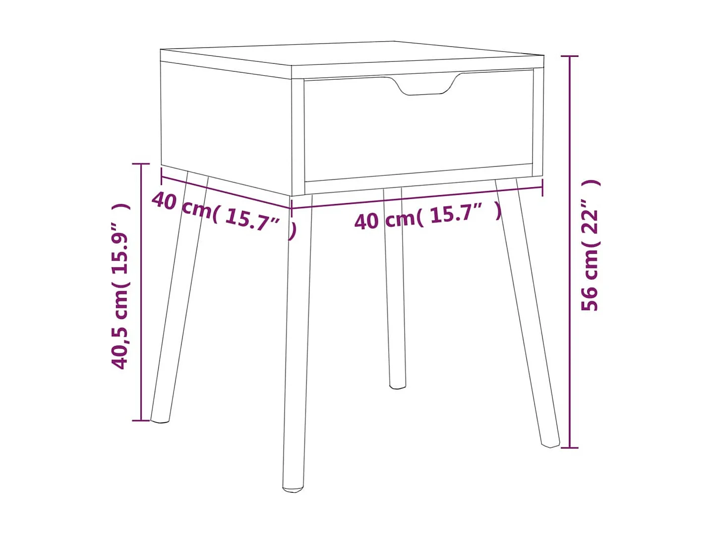 Nachttisch 2er Set-Beistelltisch Betongrau 40x40x56 cm Holzwerkstoff SHL82438