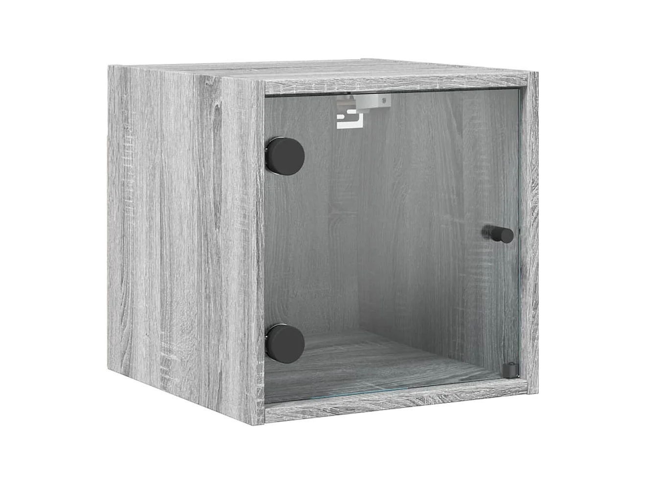 Mesita de noche | Mesilla de noche con puerta de vidrio gris Sonoma 35x37x35 cm