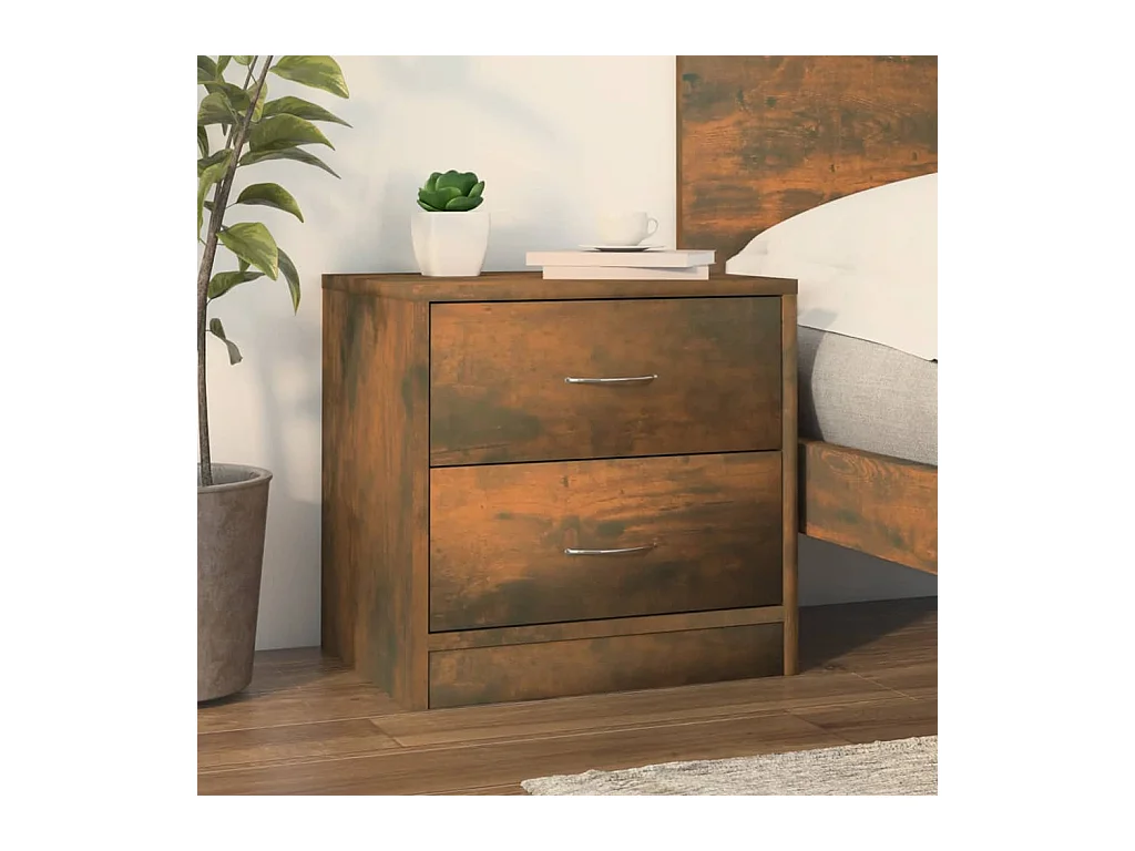 Mesita de noche | Mesilla de noche madera contrachapada roble ahumado 40x30x40 cm