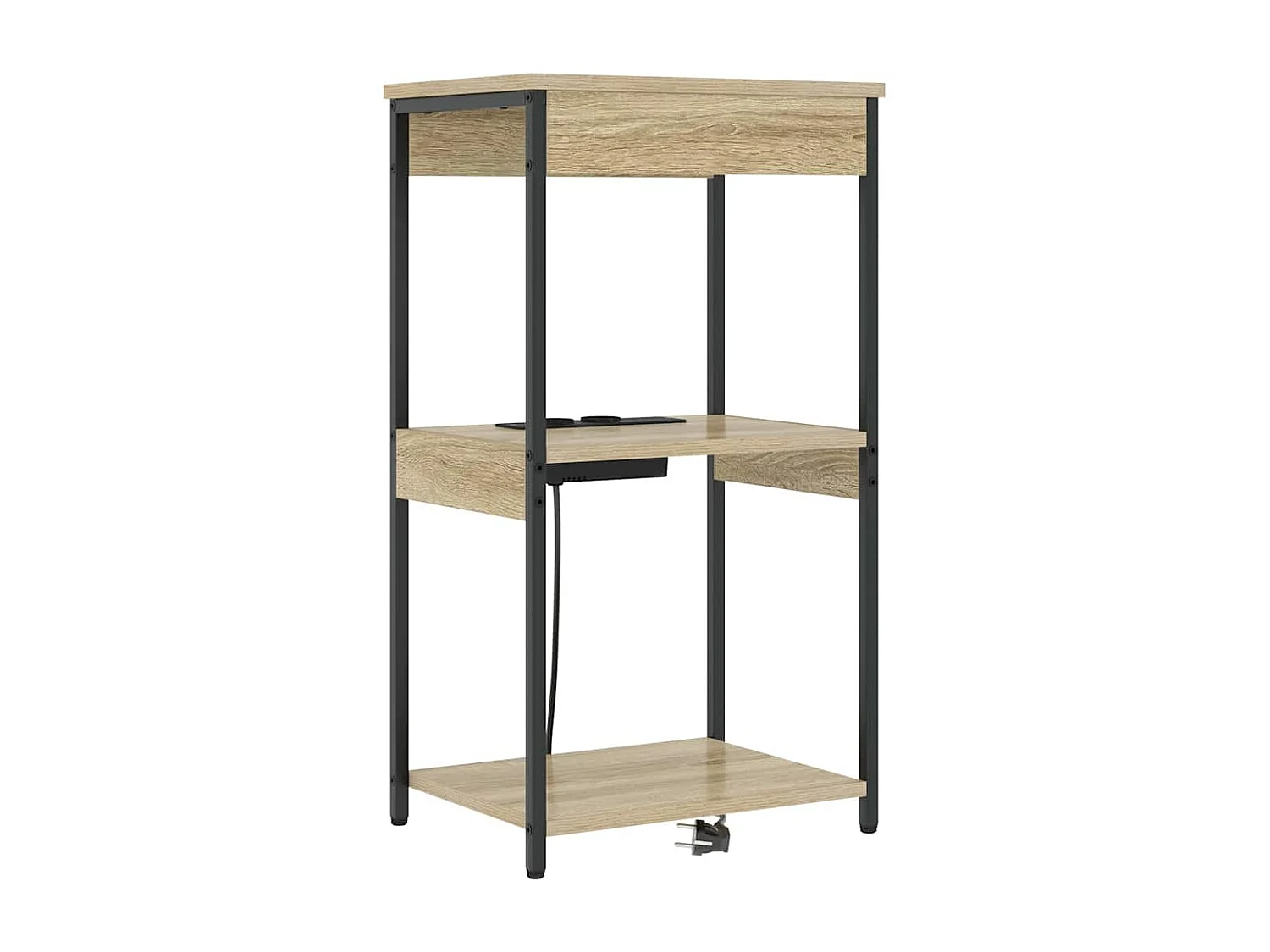 Mesita de Noche | Mesa auxiliar con Estación de Carga Roble Sonoma