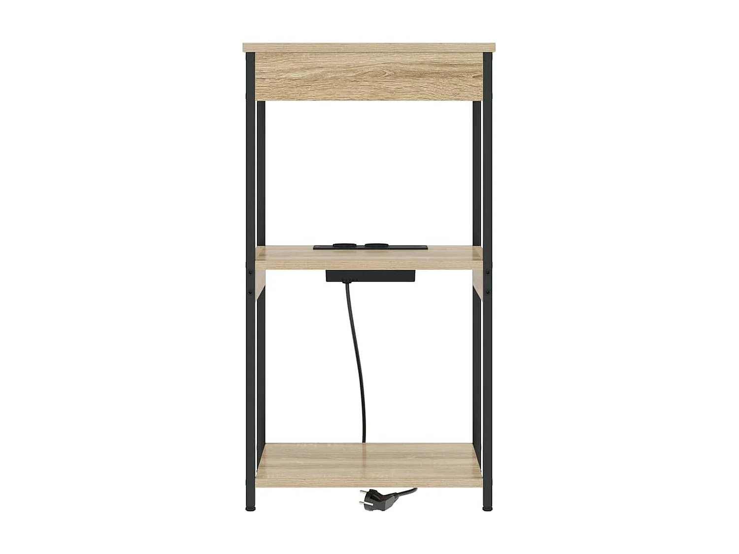 Mesita de Noche | Mesa auxiliar con Estación de Carga Roble Sonoma