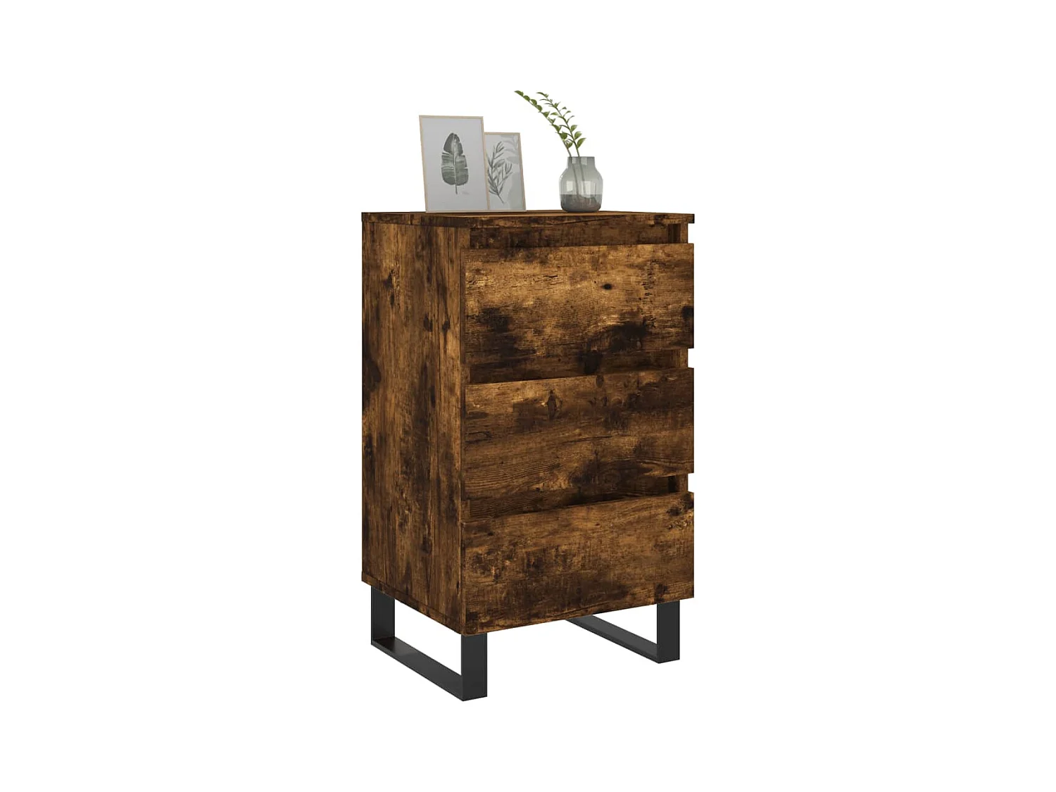 Mesitas de noche | Mesilla de noche 2 uds madera ingeniería roble ahumado 40x35x69 cm