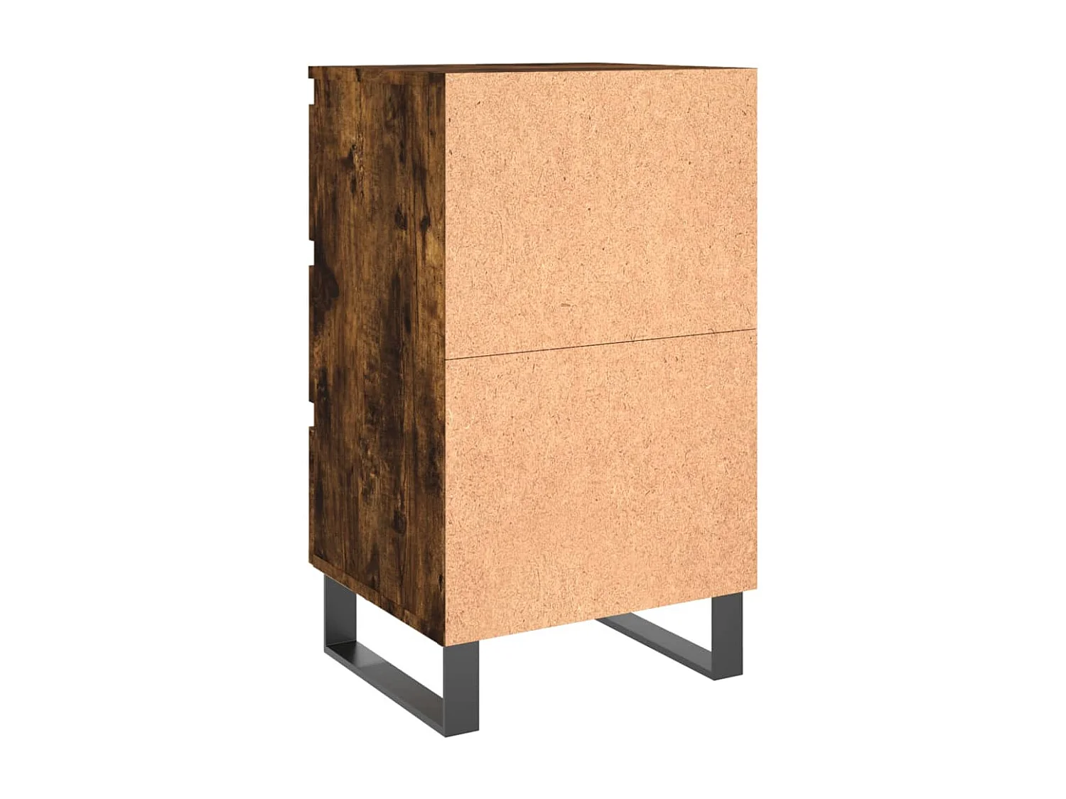 Nachttisch 2er Set-Beistelltisch-Nachttischkommode Räuchereiche 40x35x69 cm Holzwerkstoff SHL6575