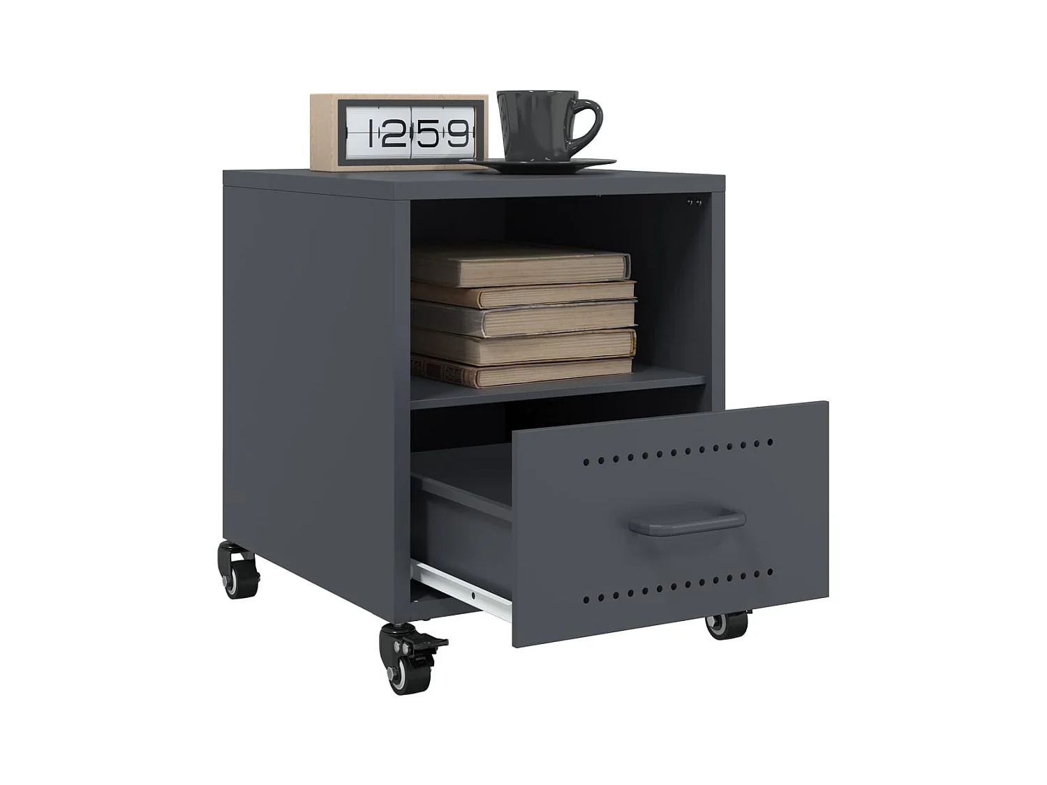 Table de chevet Étroite-Table d'appoint-Table de nuit anthracite 36x39x43,5 cm acier