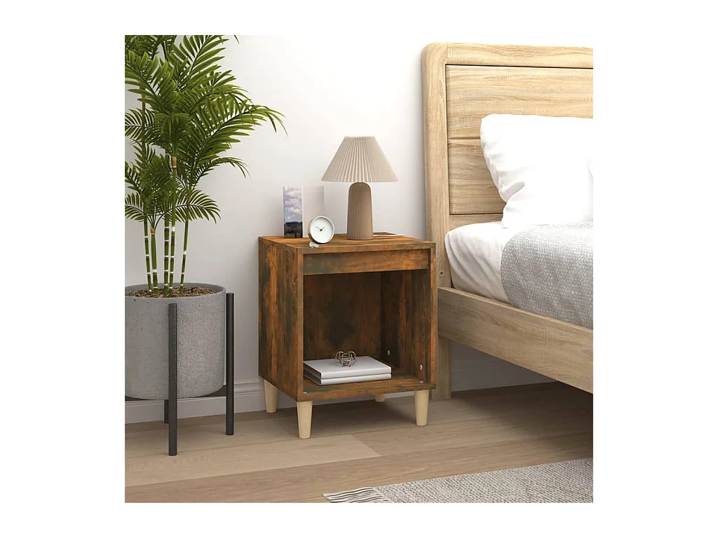 Tables de chevet lot de 2 avec compartiments ouverts Chêne fumé 40x35x50 cm