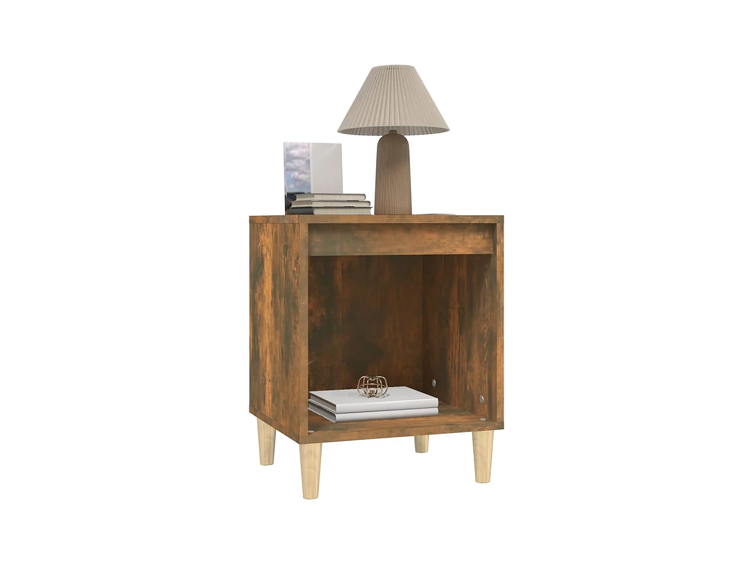 Tables de chevet lot de 2 avec compartiments ouverts Chêne fumé 40x35x50 cm