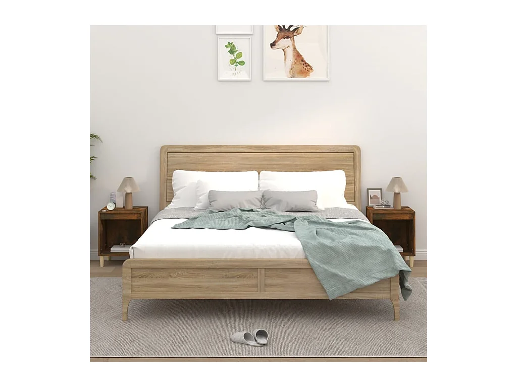 Mesitas de noche | Mesilla de noche 2 unidades roble ahumado 40x35x50 cm