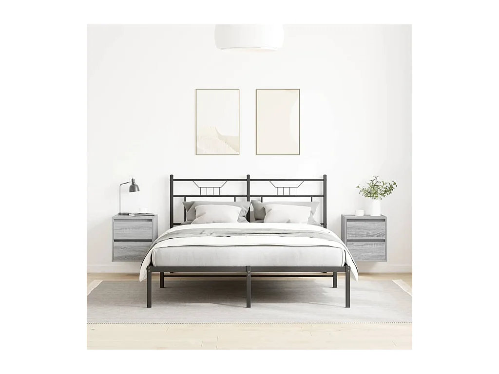 Mesillas de noche | Mesita de noche de pared 2 uds gris Sonoma 38x34x40 cm