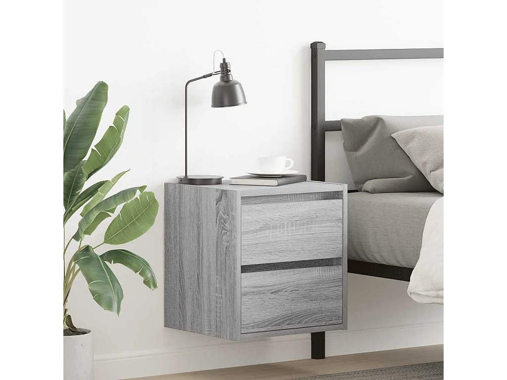 Nachttisch hängend 2er Set | Wand-Nachttische Grau Sonoma 38x34x40 cm SHL75071
