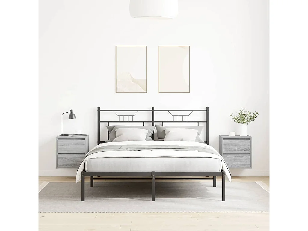 Nachttisch hängend 2er Set | Wand-Nachttische Grau Sonoma 38x34x40 cm SHL75071