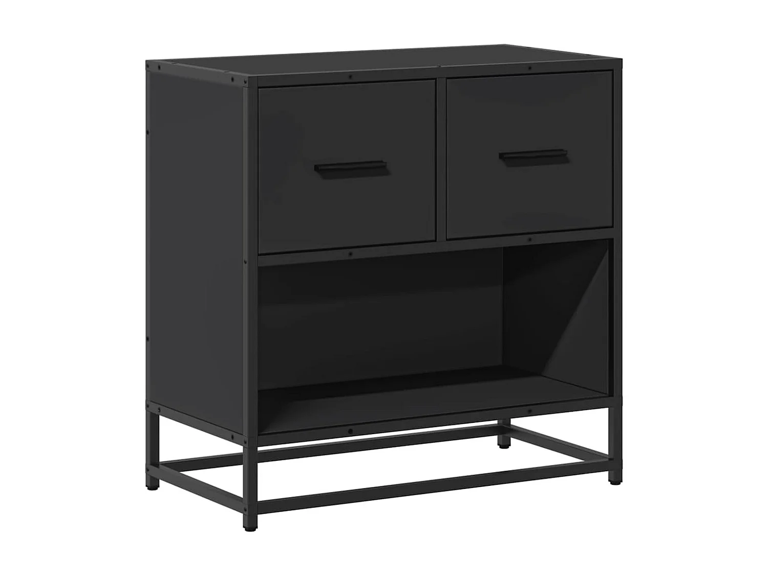 Mesilla de noche | Mesita de noche negra 60x31x60 cm madera procesada y metal