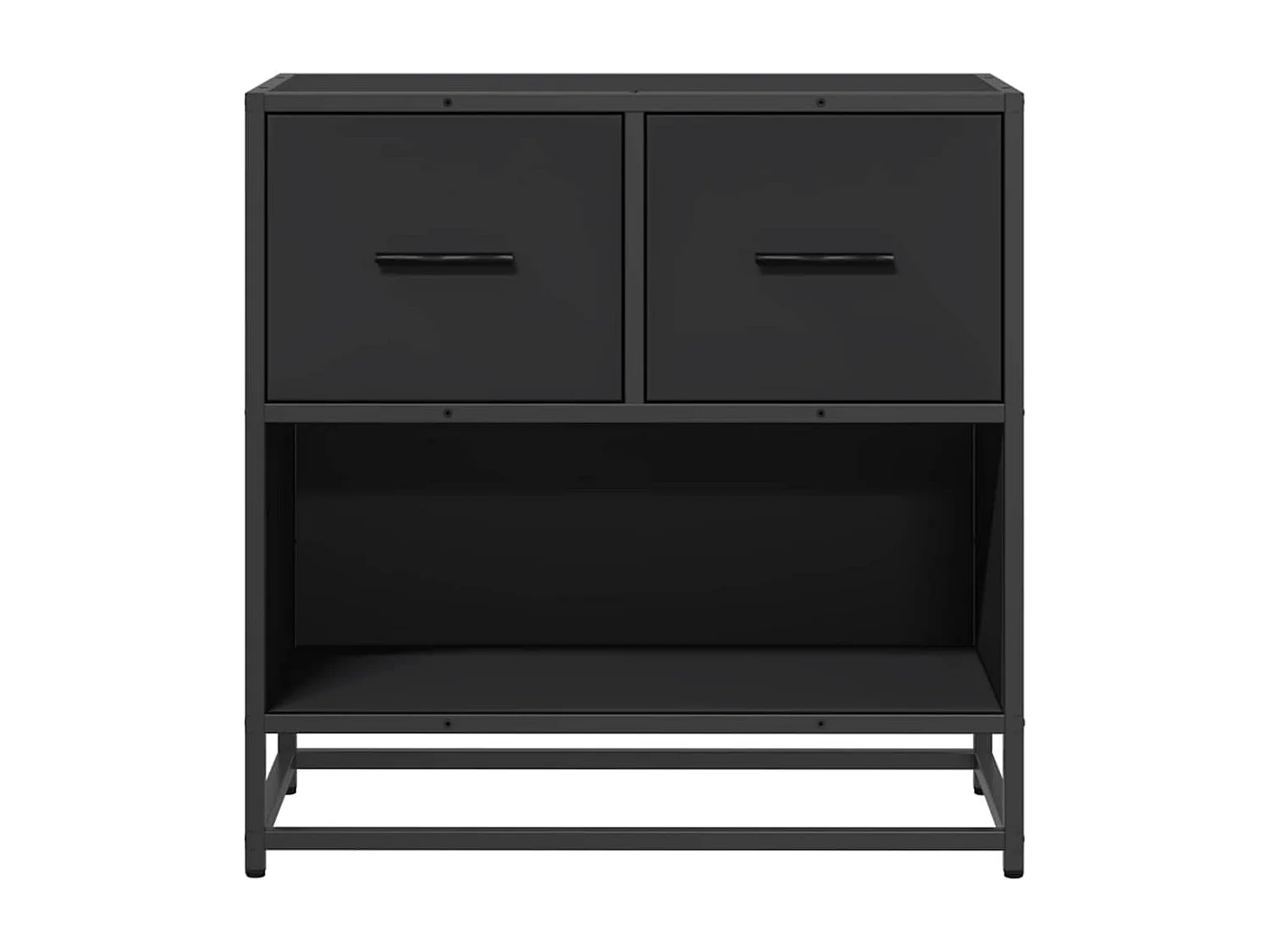 Mesilla de noche | Mesita de noche negra 60x31x60 cm madera procesada y metal