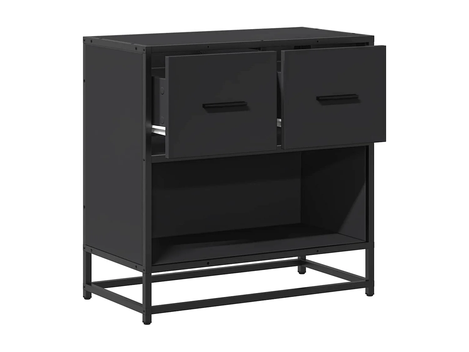 Nachttisch-Beistelltisch Schwarz 60x31x60 cm Holzwerkstoff und Metall SHL79345