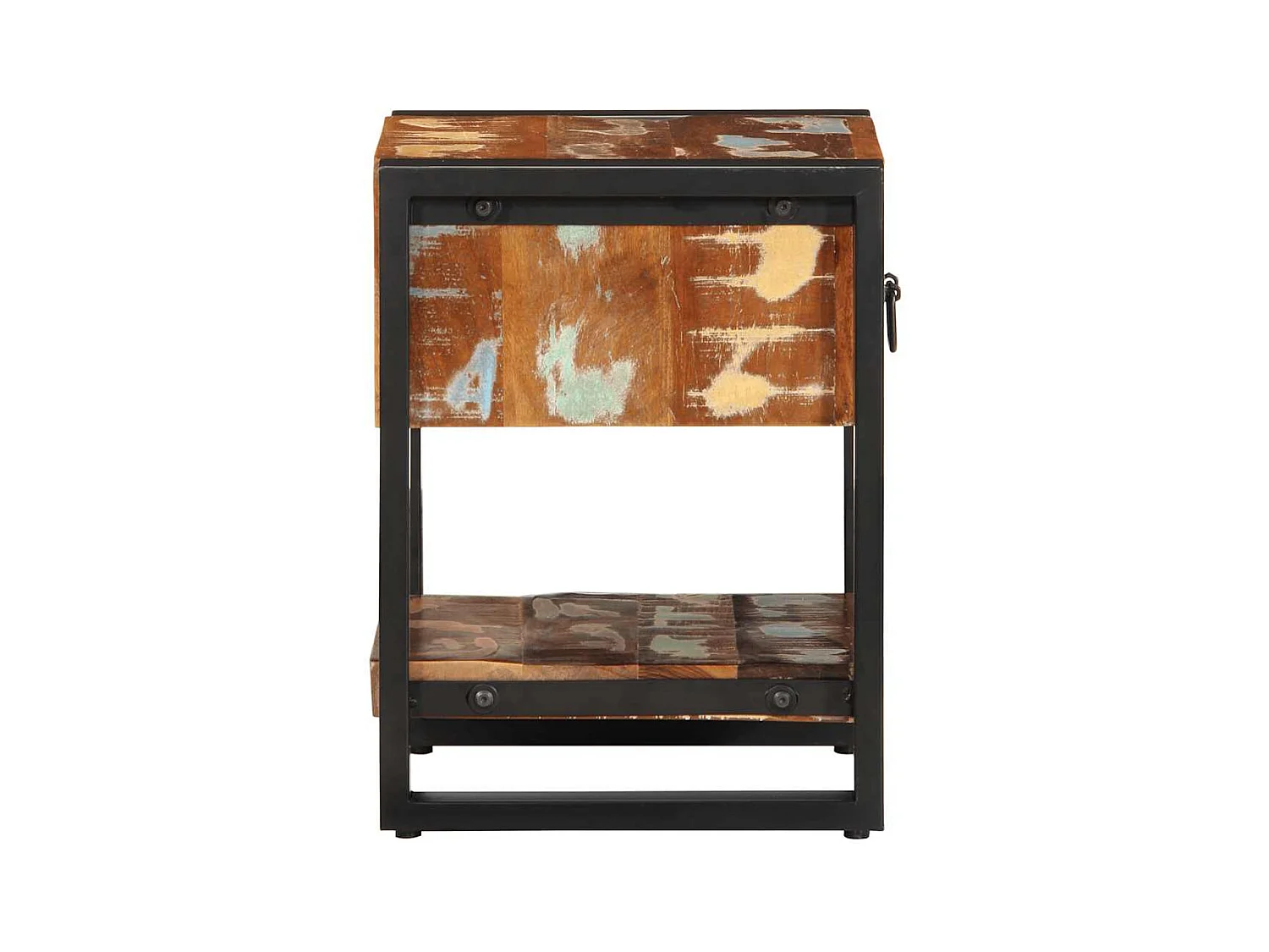 Mesitas de noche | Mesilla de noche 2 uds multicolor madera maciza rugosa mango