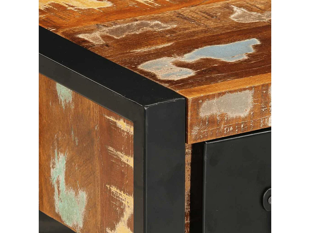 Mesitas de noche | Mesilla de noche 2 uds multicolor madera maciza rugosa mango