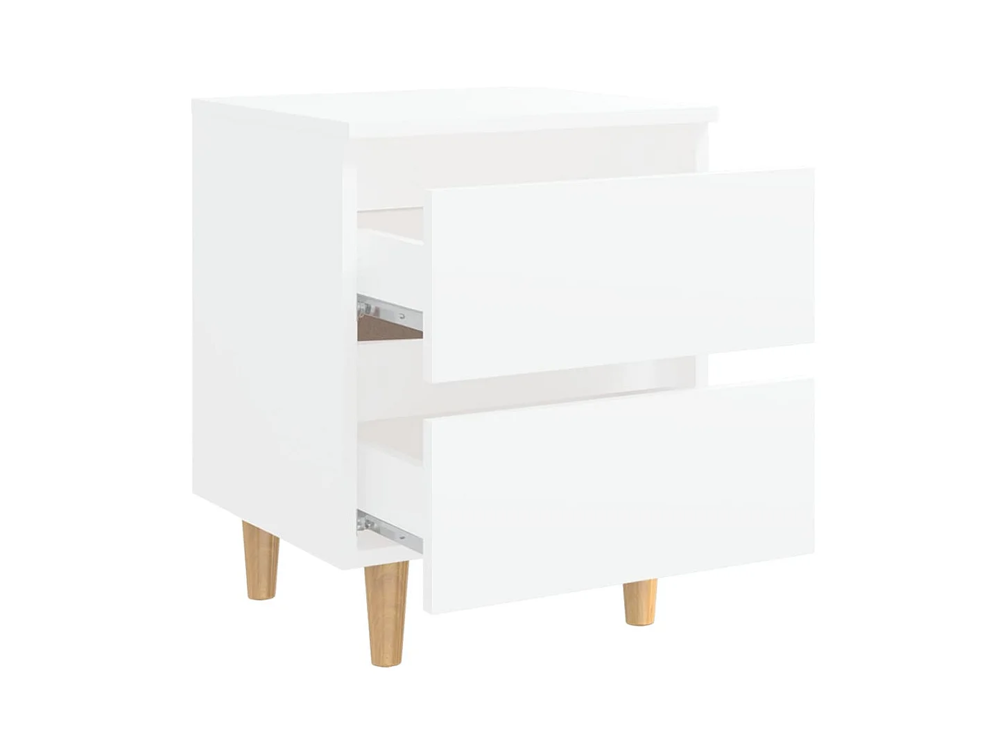 Tables de chevet-Tables de nuit 2 pcs Compartiments ouverts avec pieds en pin Blanc 40x35x50 cm