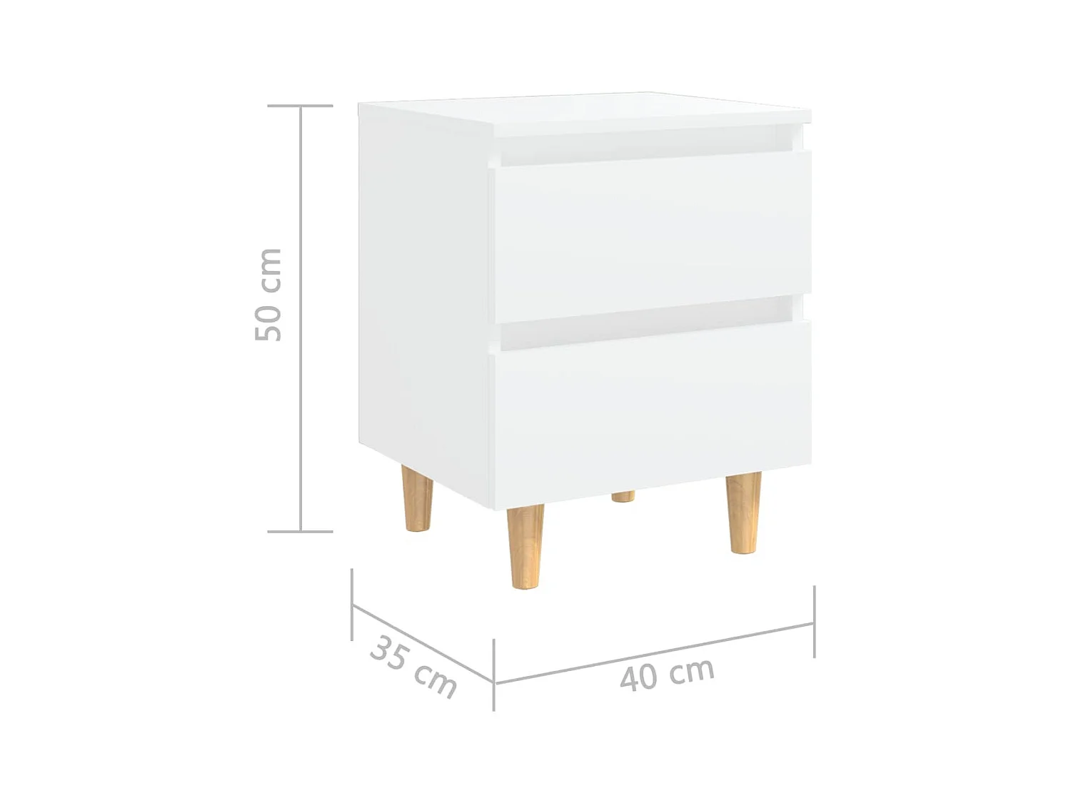 Tables de chevet-Tables de nuit 2 pcs Compartiments ouverts avec pieds en pin Blanc 40x35x50 cm