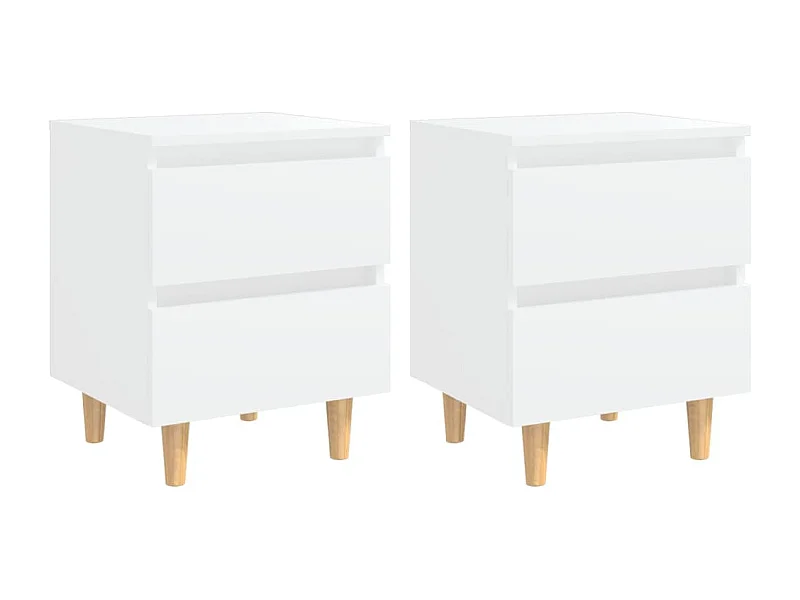 Tables de chevet-Tables de nuit 2 pcs Compartiments ouverts avec pieds en pin Blanc 40x35x50 cm