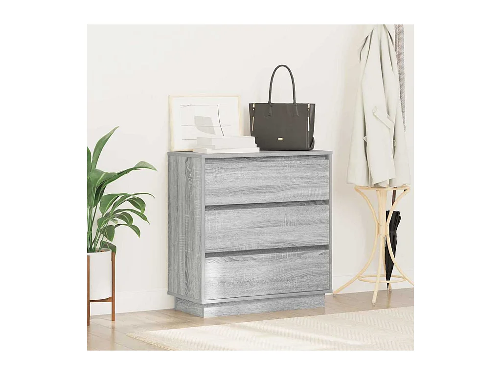 Mesita de Noche | Armario de Noche | Mesilla de noche Gris 71x34.5x75 cm Madera contrachapada