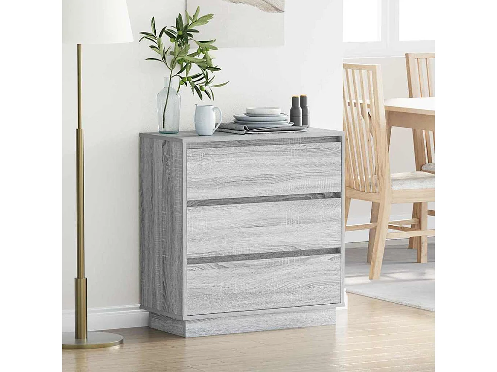 Nachttisch-Beistelltisch mit Schubladen Grau 71 x 34,5 x 75 cm Holzwerkstoff SHL18778