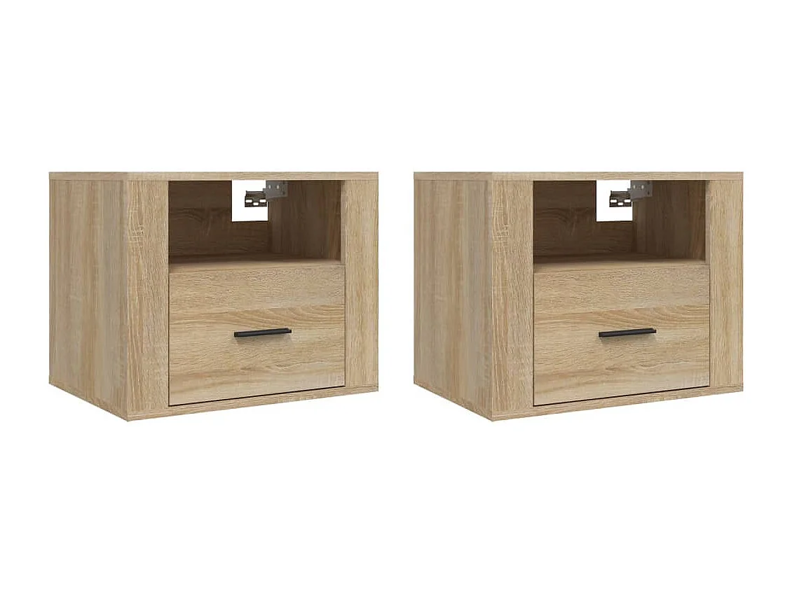 Mesitas de noche | Mesilla de noche de pared 2 uds color roble Sonoma 50x36x40 cm