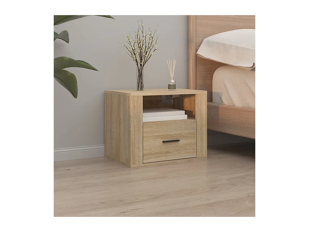 Mesitas de noche | Mesilla de noche de pared 2 uds color roble Sonoma 50x36x40 cm