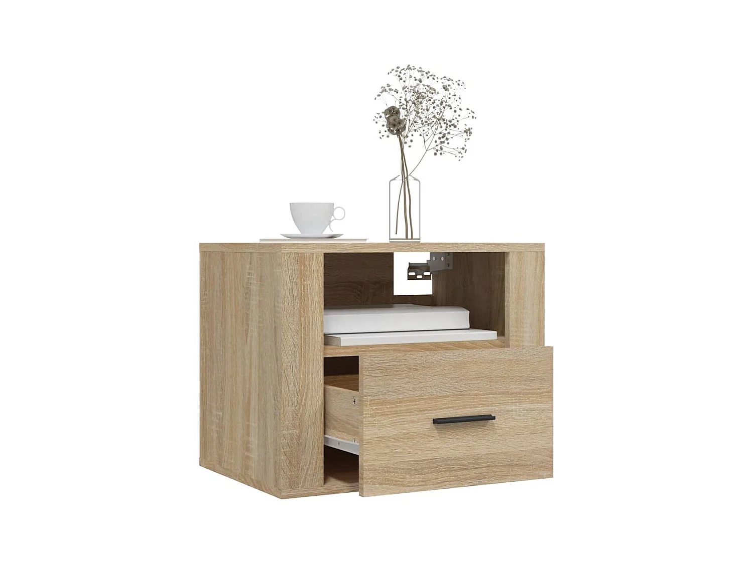 Mesitas de noche | Mesilla de noche de pared 2 uds color roble Sonoma 50x36x40 cm