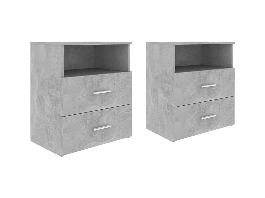 Tables de chevet-Tables de nuit 2 pcs Compartiments ouverts Gris béton 50x32x60 cm