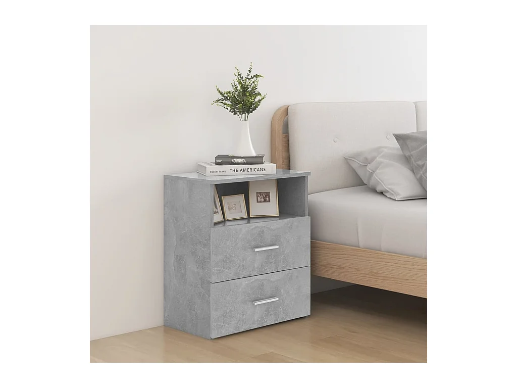 Tables de chevet-Tables de nuit 2 pcs Compartiments ouverts Gris béton 50x32x60 cm